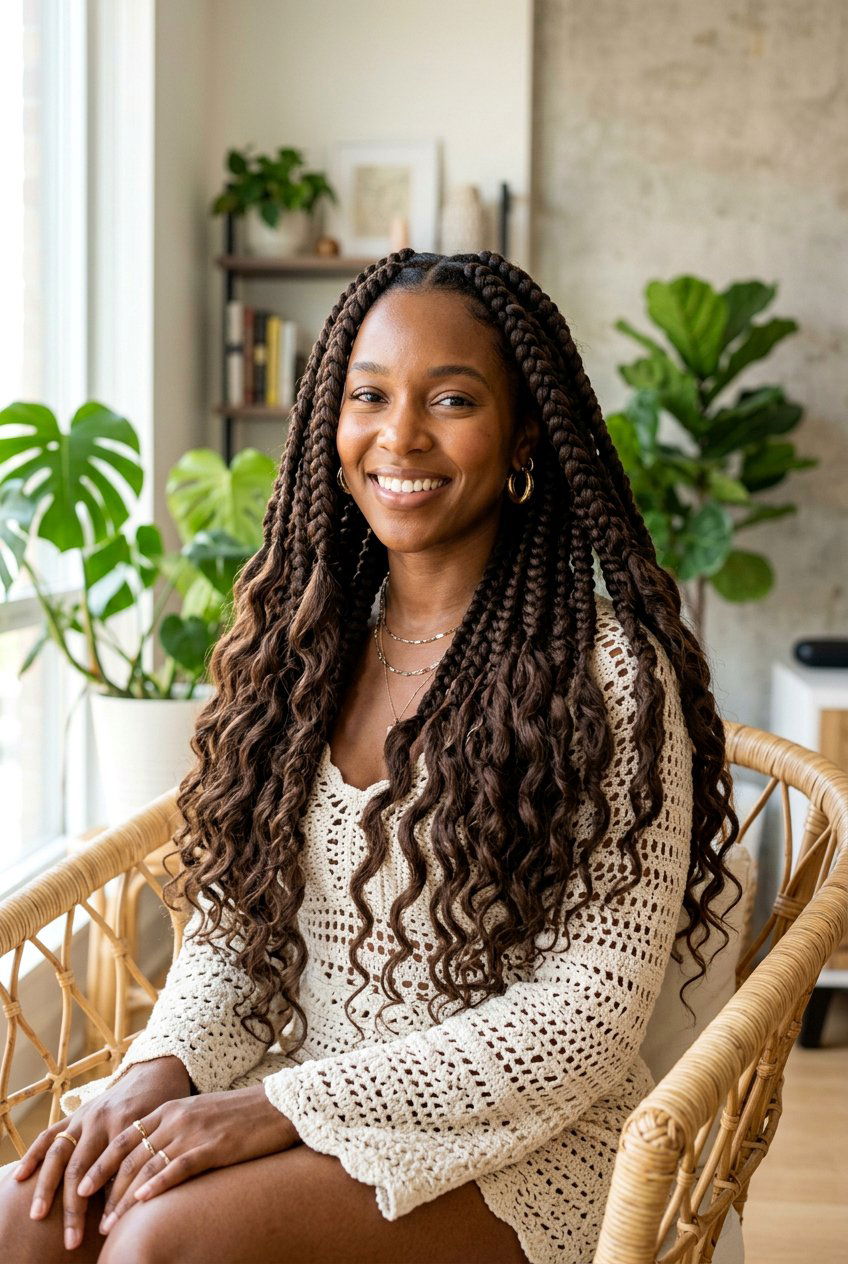 Large Boho Knotless Braids - 20 boho knotless braids hairstyle - 20 boho knotless braids hairstyle