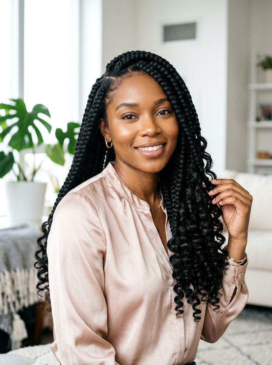 Large Box Braids With Curly Ends - 20 large box braids hairstyles - 20 large box braids hairstyles