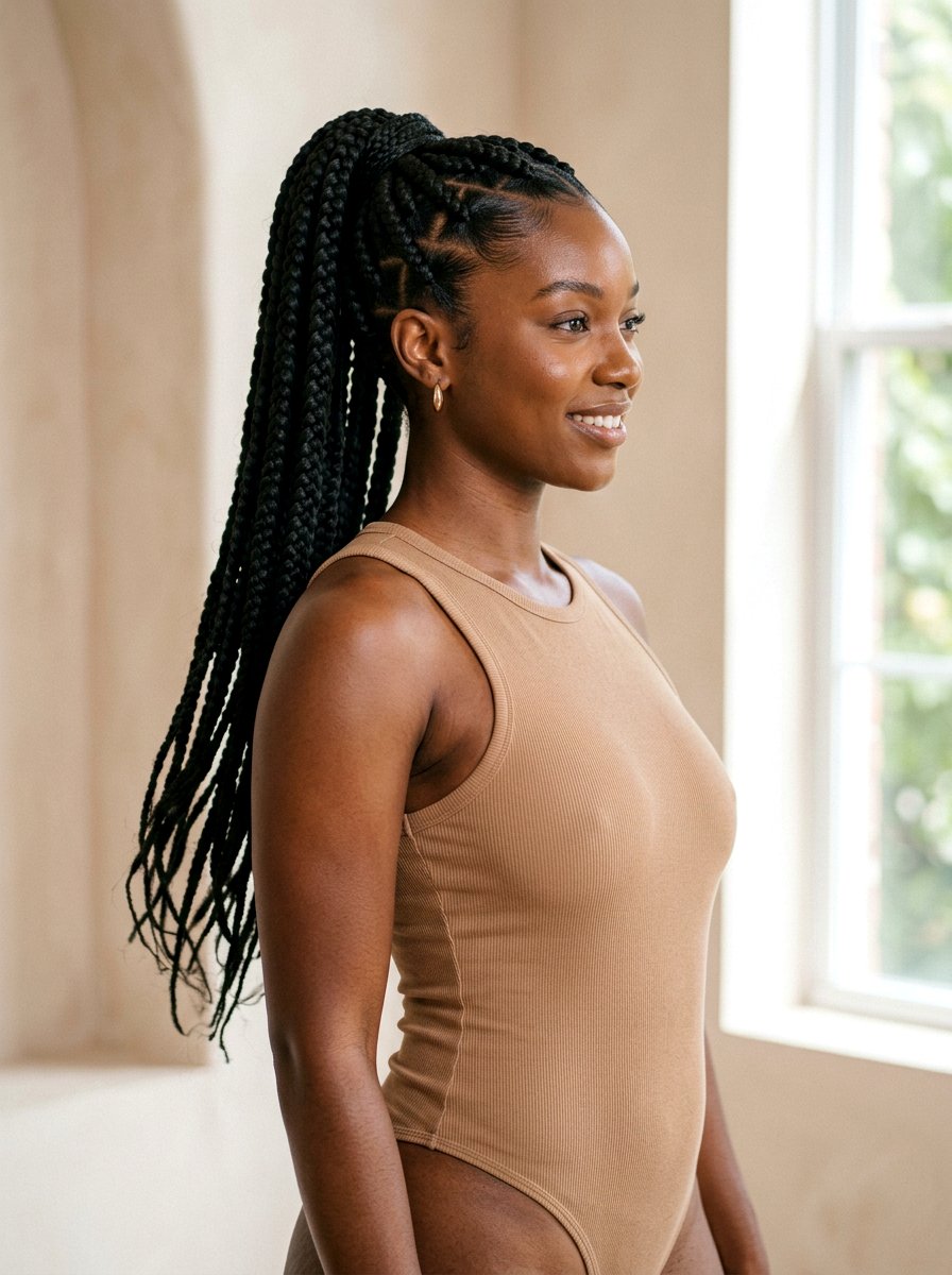 Large Knotless Braids High Ponytail - 20 large knotless braids hairstyles - 20 large knotless braids hairstyles