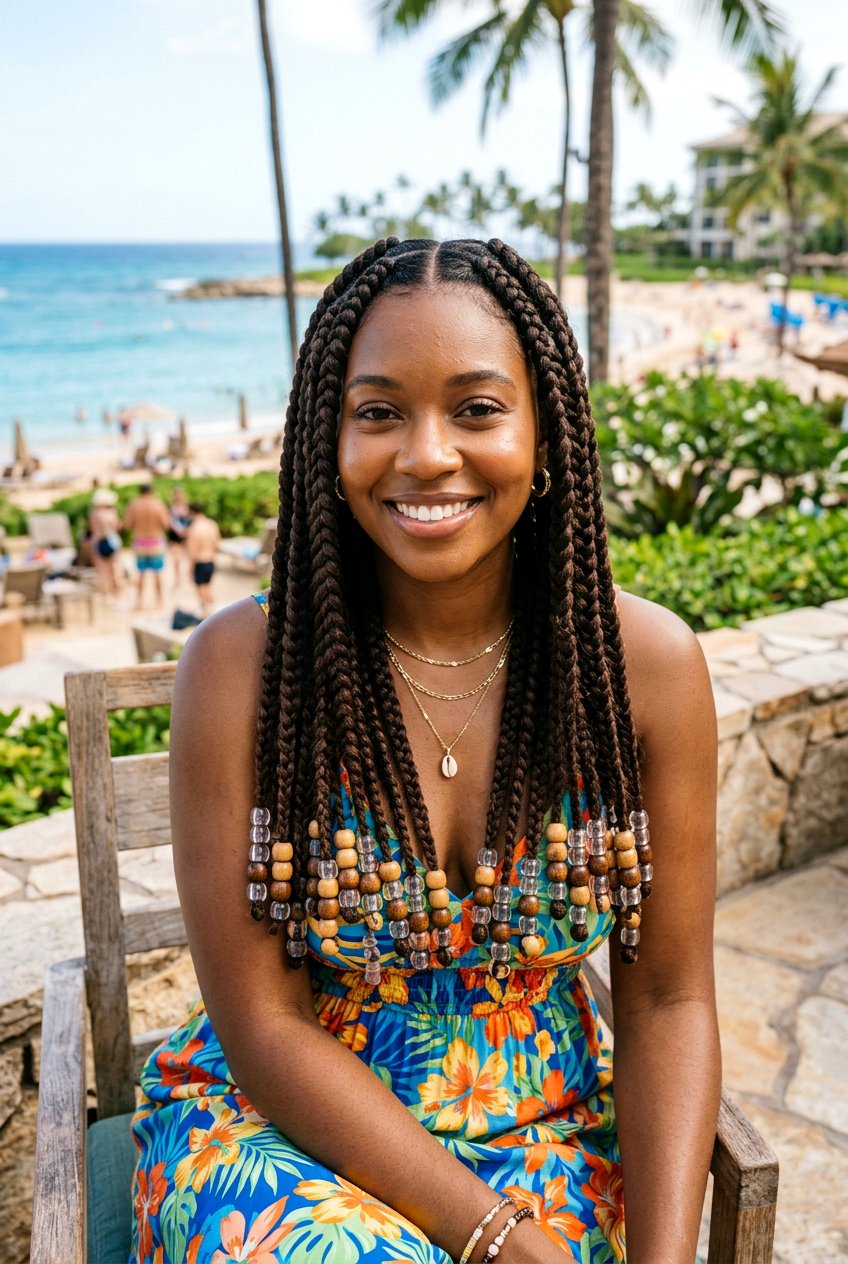 Large Knotless Braids With Beads - 20 large knotless braids for vacation - 20 large knotless braids for vacation