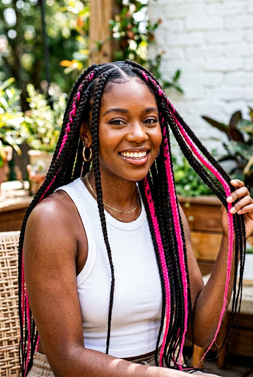 Large Knotless Braids With Color Highlights - 20 large knotless braids for vacation - 20 large knotless braids for vacation