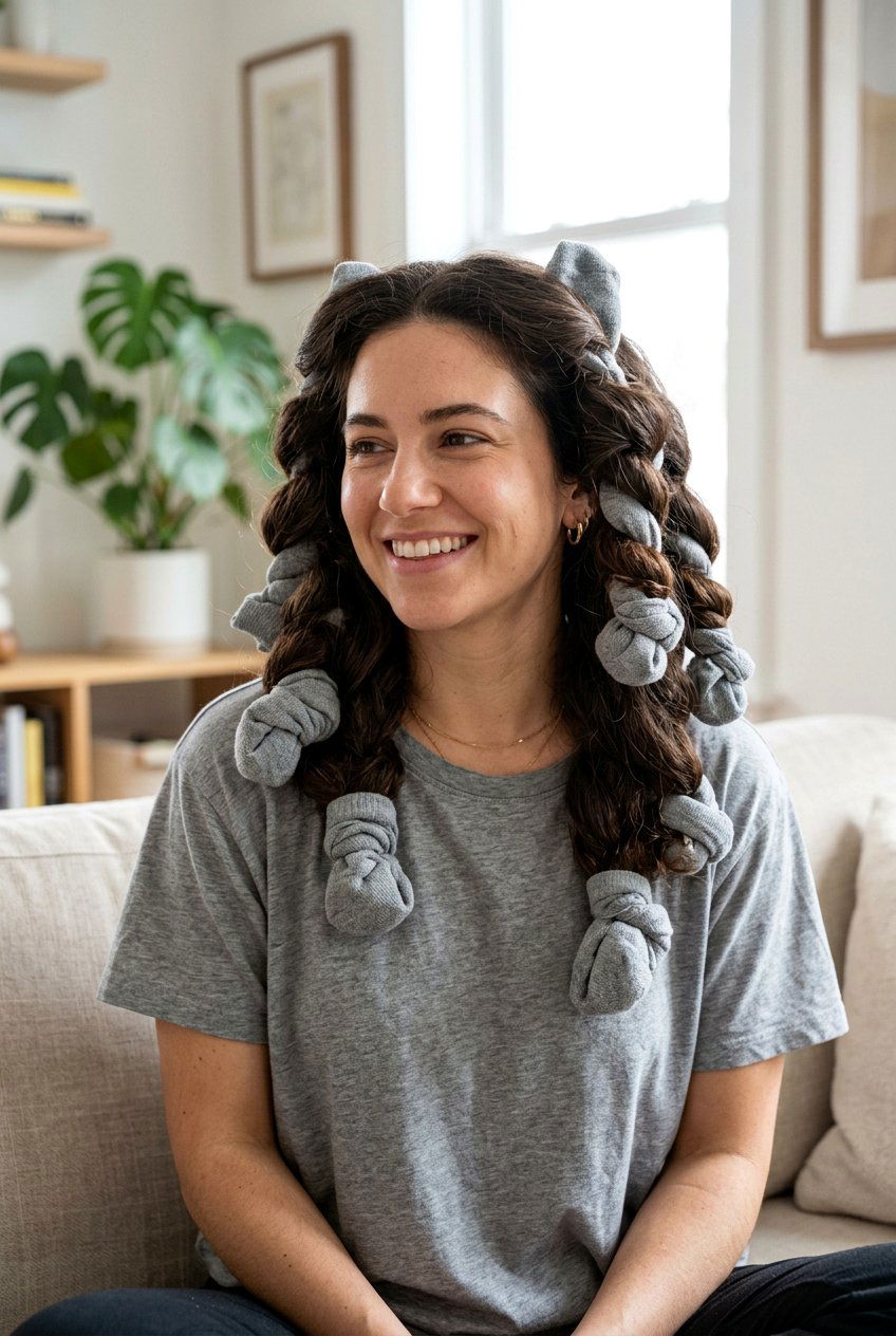 Large Sock Curls - 20 heatless curls for long thick hair - 20 heatless curls for long thick hair