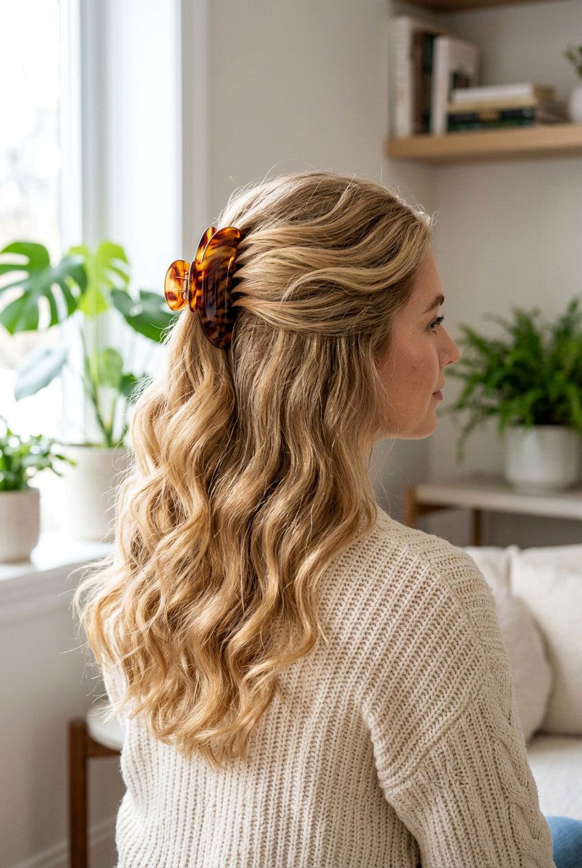 20 Gorgeous Claw Clip Half Up Hairstyle Ideas to Try Now