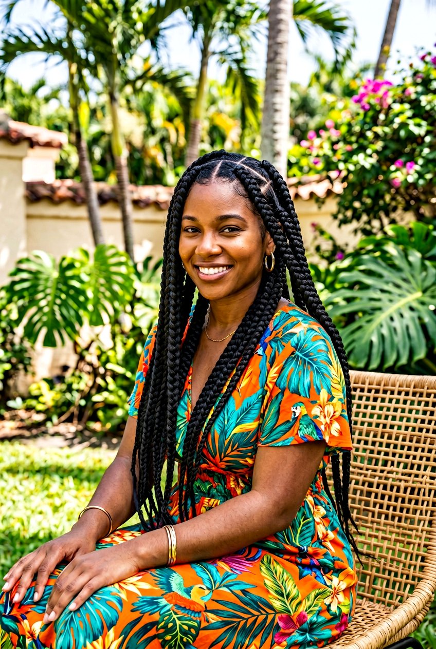 20 Stunning Large Knotless Braids for Your Next Vacation