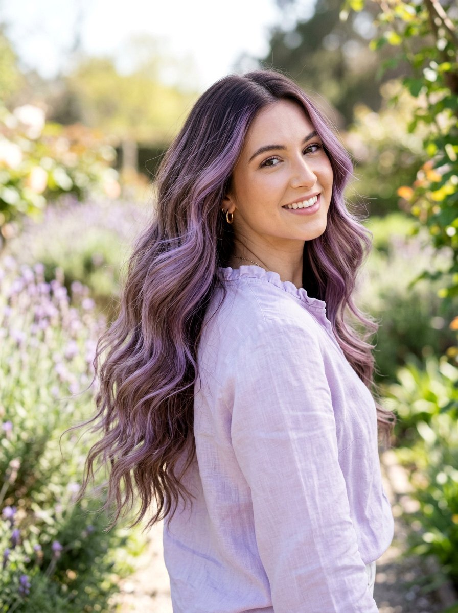 Lavender Brown Balayage On Long Hair - 20 lavender brown hair color - 20 lavender brown hair color