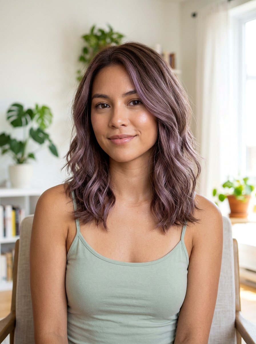 Lavender Brown Hair On Medium Length Layers - 20 lavender brown hair color - 20 lavender brown hair color