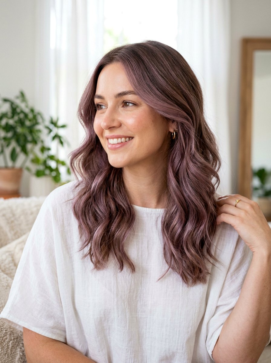 Lavender Brown Hair With Soft Waves - 20 lavender brown hair color - 20 lavender brown hair color