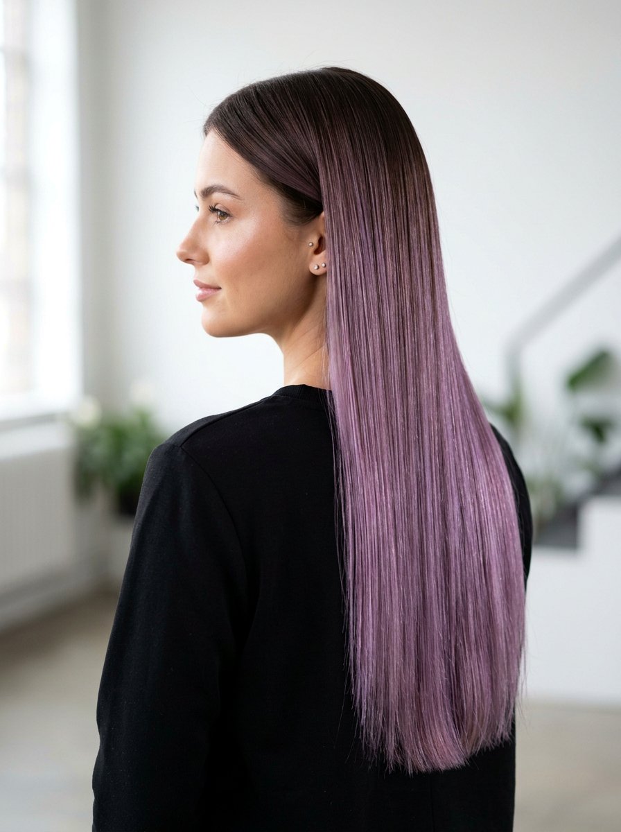 Lavender Brown Hair With Straight Sleek Finish - 20 lavender brown hair color - 20 lavender brown hair color