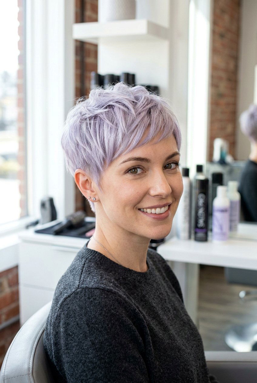 Lavender Gray Pixie Cut - 20 grandma hair color - 20 grandma hair color