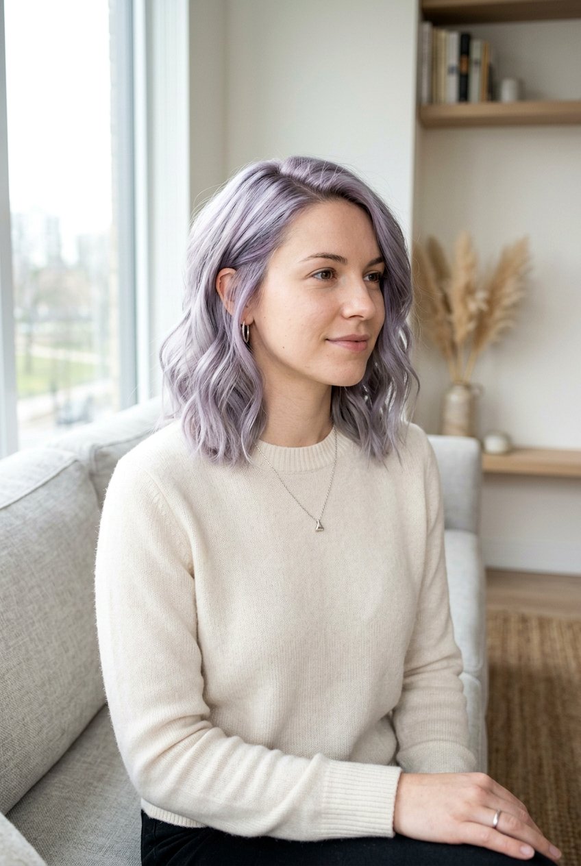 Lavender Grey Silver Lob - 20 best hair color ideas for roundup posts - 20 best hair color ideas for roundup posts