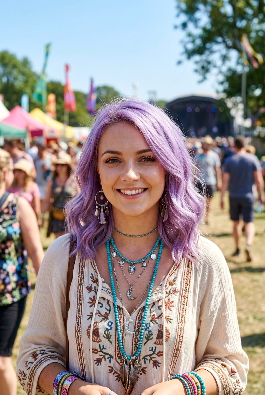 Lavender Long Bob For Festivals - 20 festival hairstyles for women - 20 festival hairstyles for women