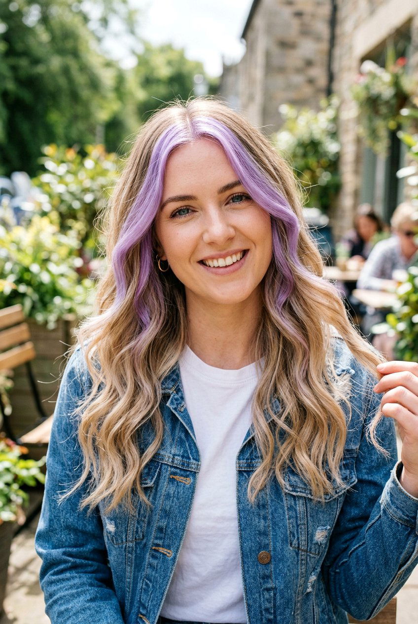 Lavender Money Piece On Blonde Balayage - 20 lavender balayage on blonde hair - 20 lavender balayage on blonde hair