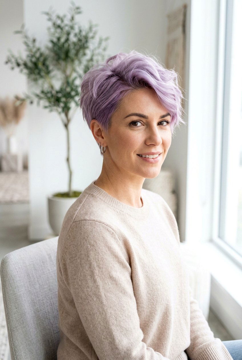 Lavender Pixie Cut - 20 hair color ideas for pixie cuts - 20 hair color ideas for pixie cuts
