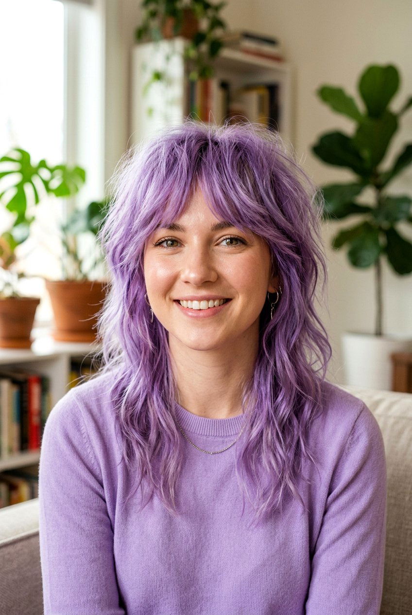 Lavender Purple Shag Haircut - 20 hair color ideas for shag haircuts - 20 hair color ideas for shag haircuts