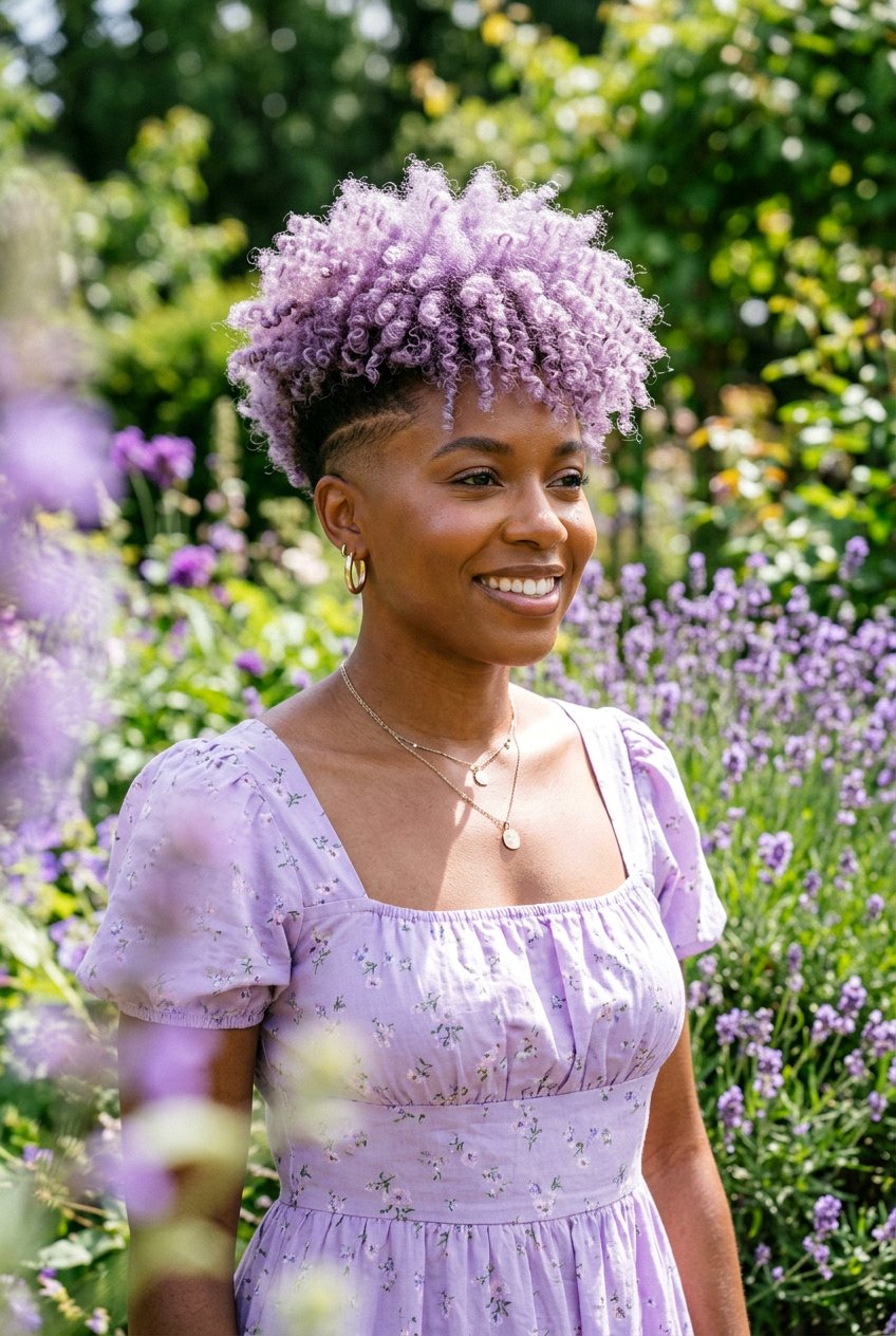 Lavender Purple Tapered Fro - 20 tapered fro with color for women - 20 tapered fro with color for women