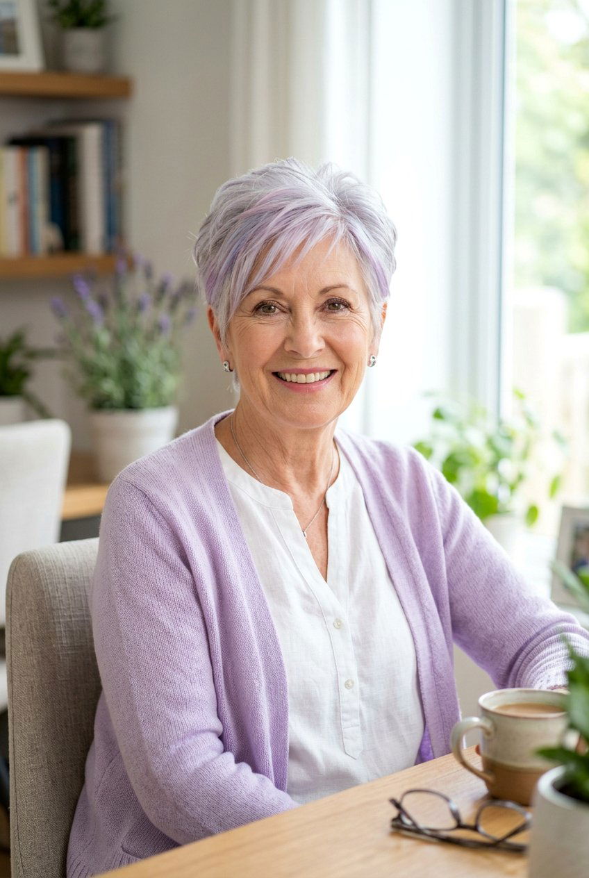 Lavender Silver Highlights - 20 gray blending highlights for women over 60 - 20 gray blending highlights for women over 60