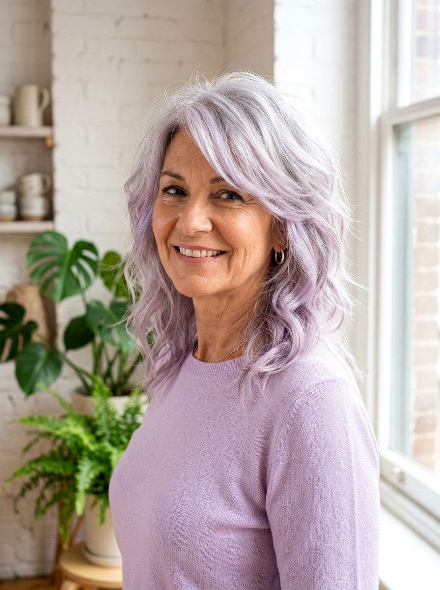 Lavender Silver Shag - 20 silver shag hair color ideas - 20 silver shag hair color ideas