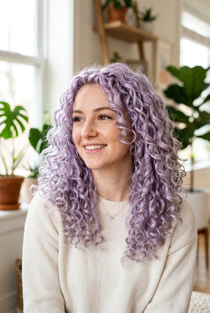 Lavender curly hair - 20 hair color ideas for curly hair - 20 hair color ideas for curly hair