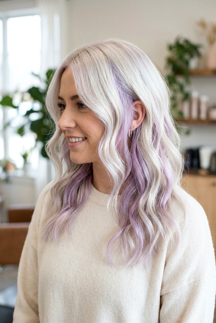 Lavender peekaboo on blonde hair - 20 peekaboo hair color - 20 peekaboo hair color