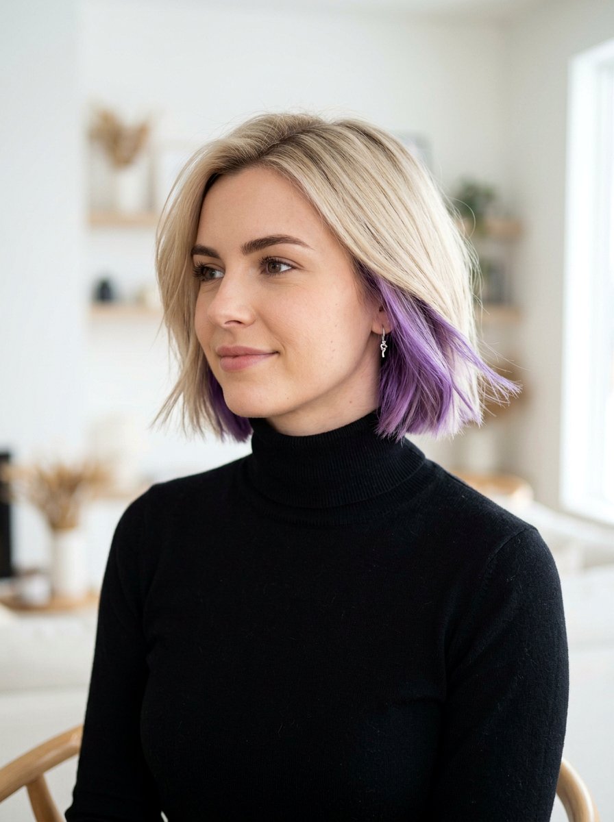 Lavender underlayer on blonde bob hair - 20 lavender underlayer on blonde hair - 20 lavender underlayer on blonde hair