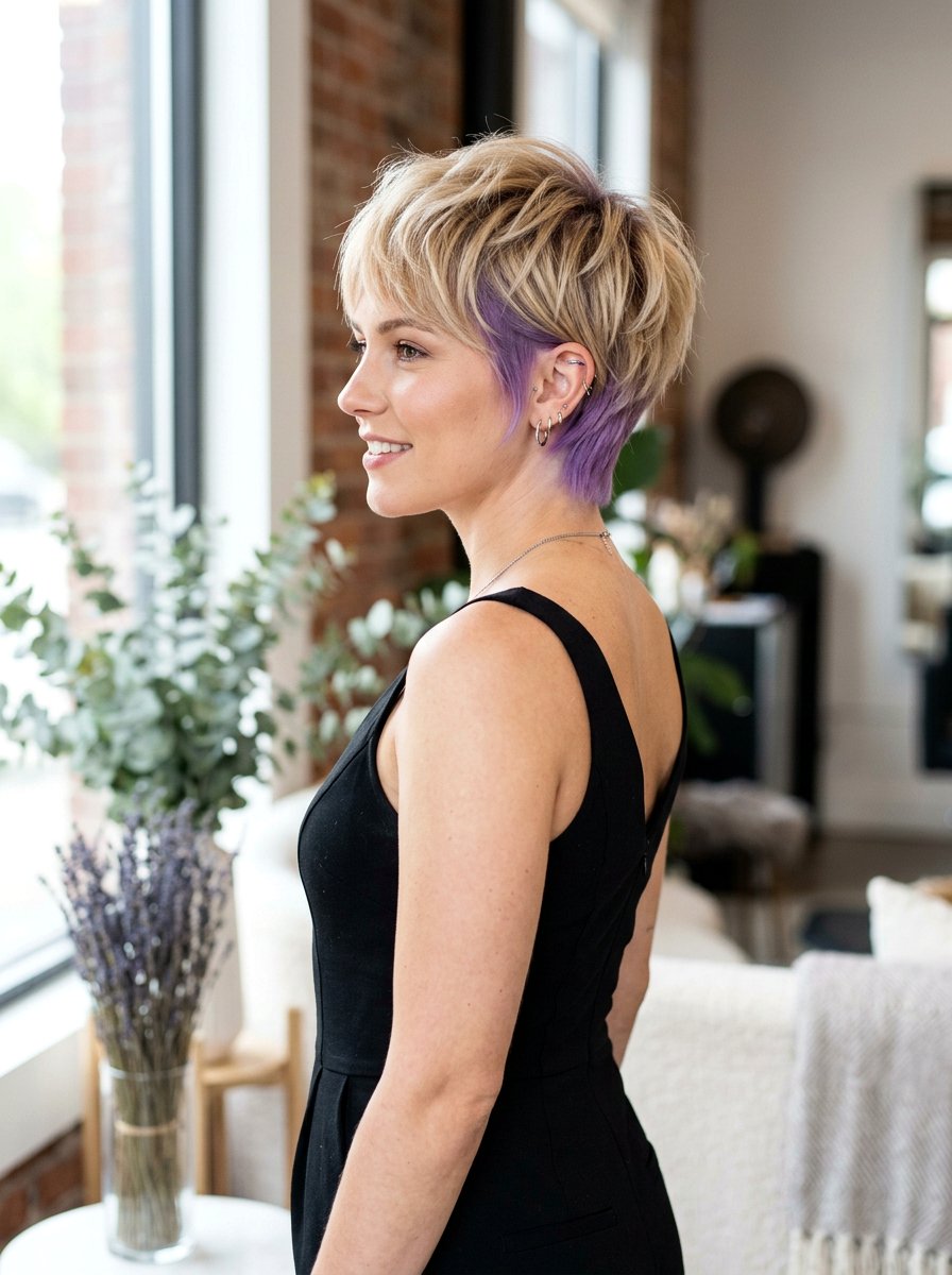 Lavender underlayer on blonde pixie cut hair - 20 lavender underlayer on blonde hair - 20 lavender underlayer on blonde hair