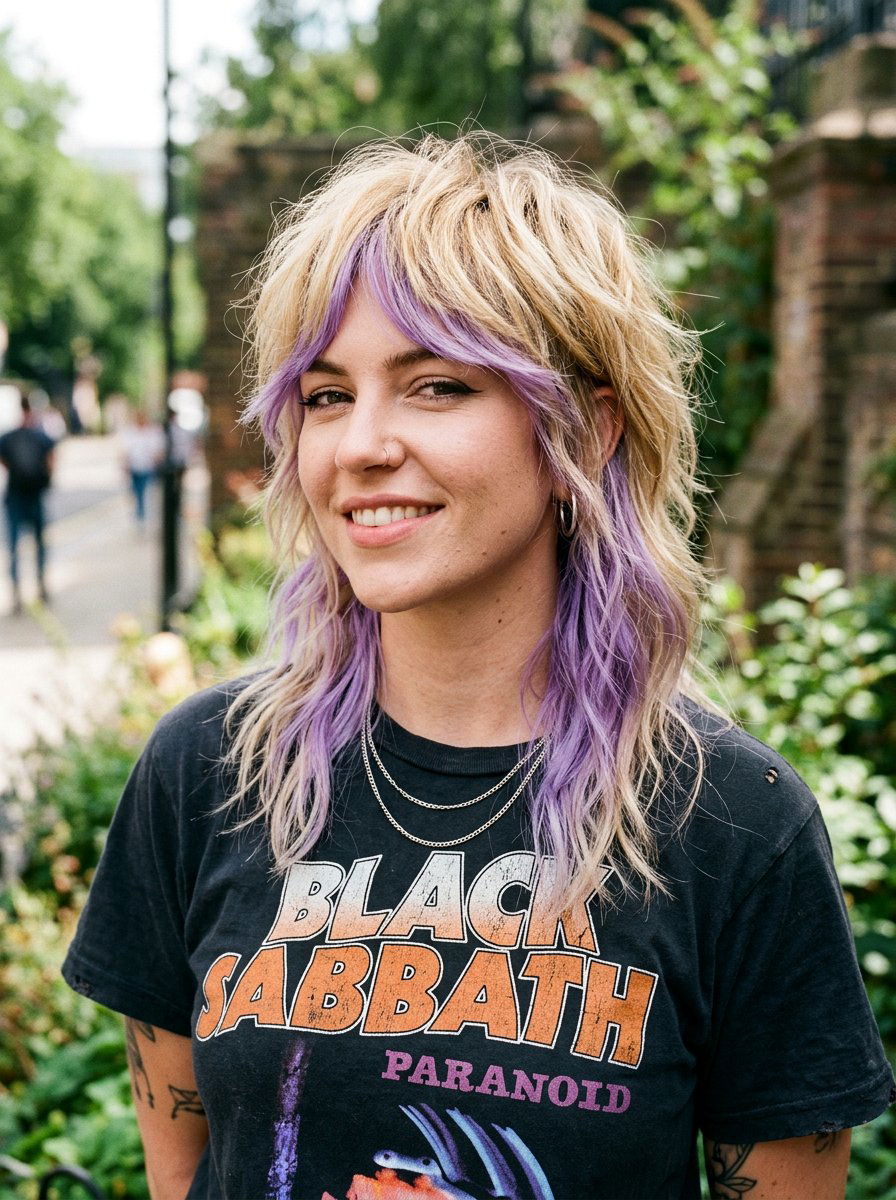 Lavender underlayer on blonde wolf cut hair - 20 lavender underlayer on blonde hair - 20 lavender underlayer on blonde hair