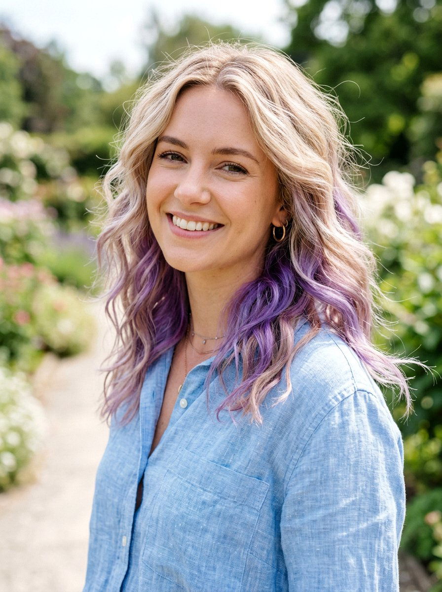 Lavender underlayer on wavy blonde hair - 20 lavender underlayer on blonde hair - 20 lavender underlayer on blonde hair