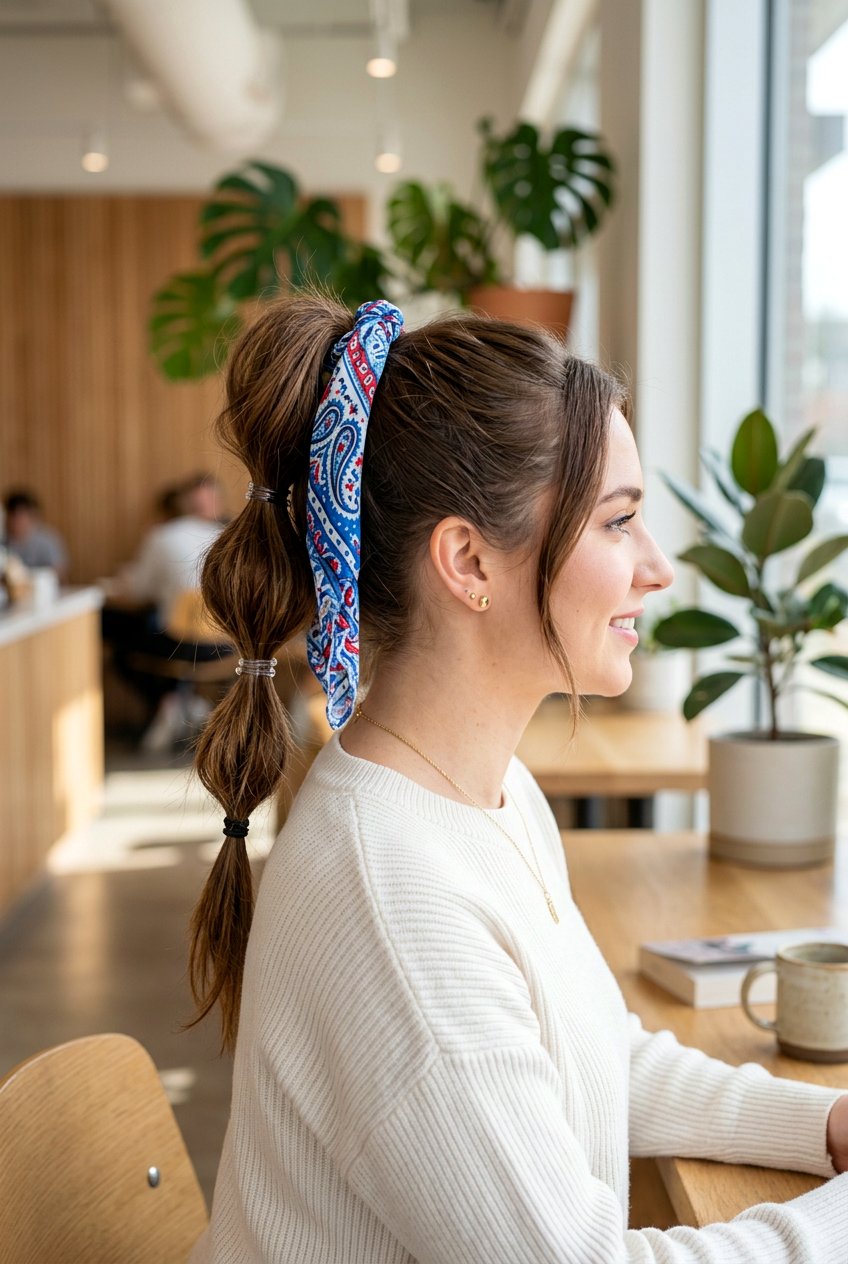 Layered Bandana Ponytail Sections - 20 bandana ponytail hairstyle - 20 bandana ponytail hairstyle