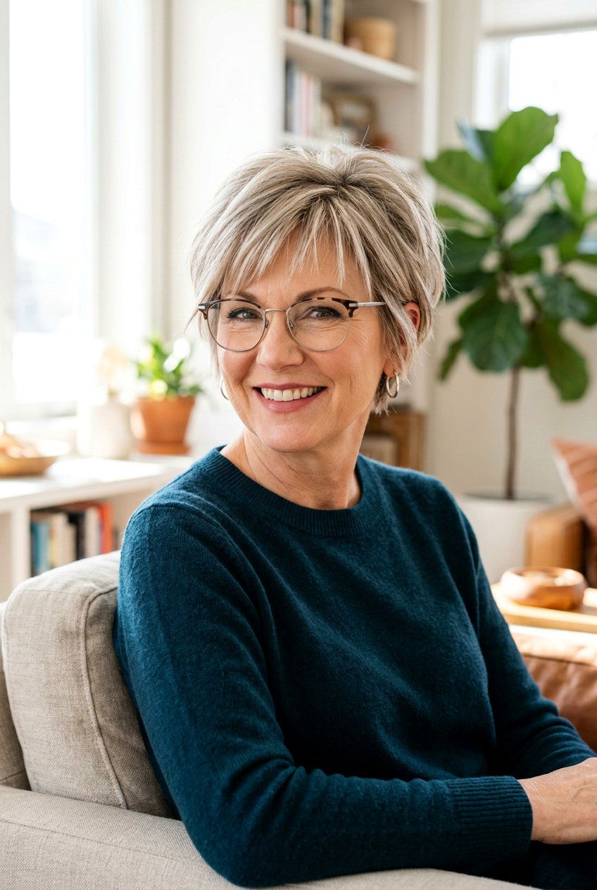 Layered Bixie Cut - 20 layered haircut for women over 50 with round face - 20 layered haircut for women over 50 with round face