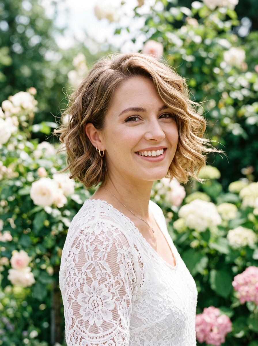 Layered Bixie With Soft Waves - 20 layered bixie with movement - 20 layered bixie with movement