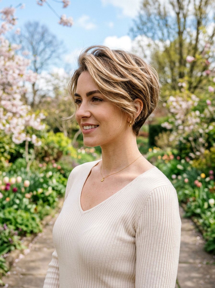 Layered Bixie With Tapered Back - 20 layered bixie with movement - 20 layered bixie with movement