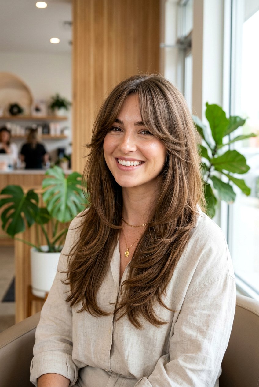 Layered Blowout Haircut With Curtain Bangs - 20 layered blowout haircut - 20 layered blowout haircut