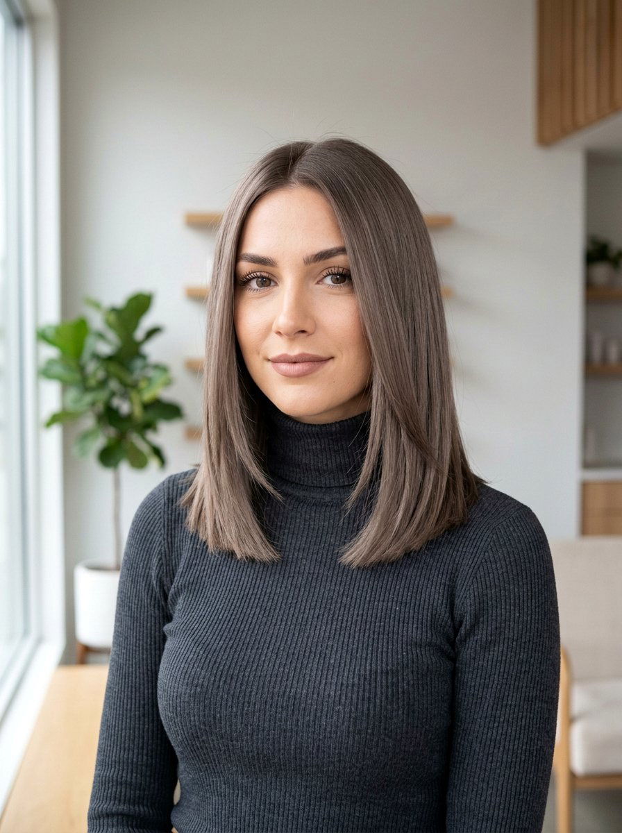 Layered Blunt Cut With Ash Brown - 20 layered haircut hair color ideas - 20 layered haircut hair color ideas