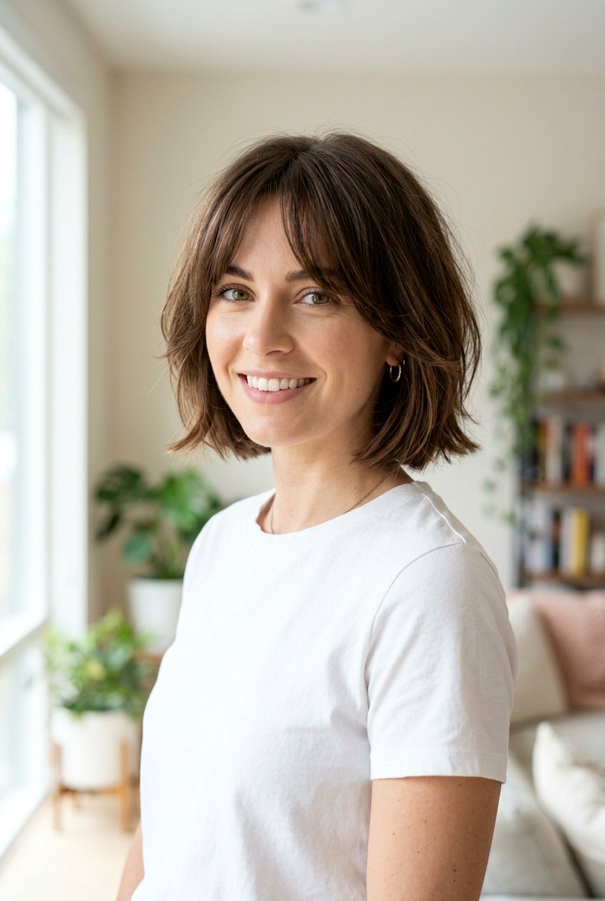 Layered Bob Curtain Bangs - 20 curtain fringe for round face women - 20 curtain fringe for round face women