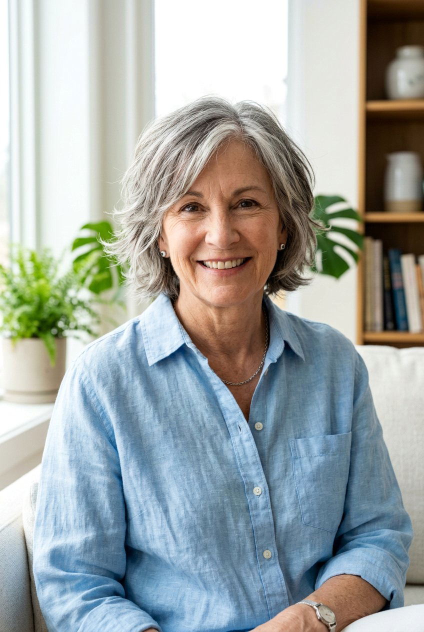 Layered Bob Haircut - 20 natural hairstyles for women over 60 - 20 natural hairstyles for women over 60