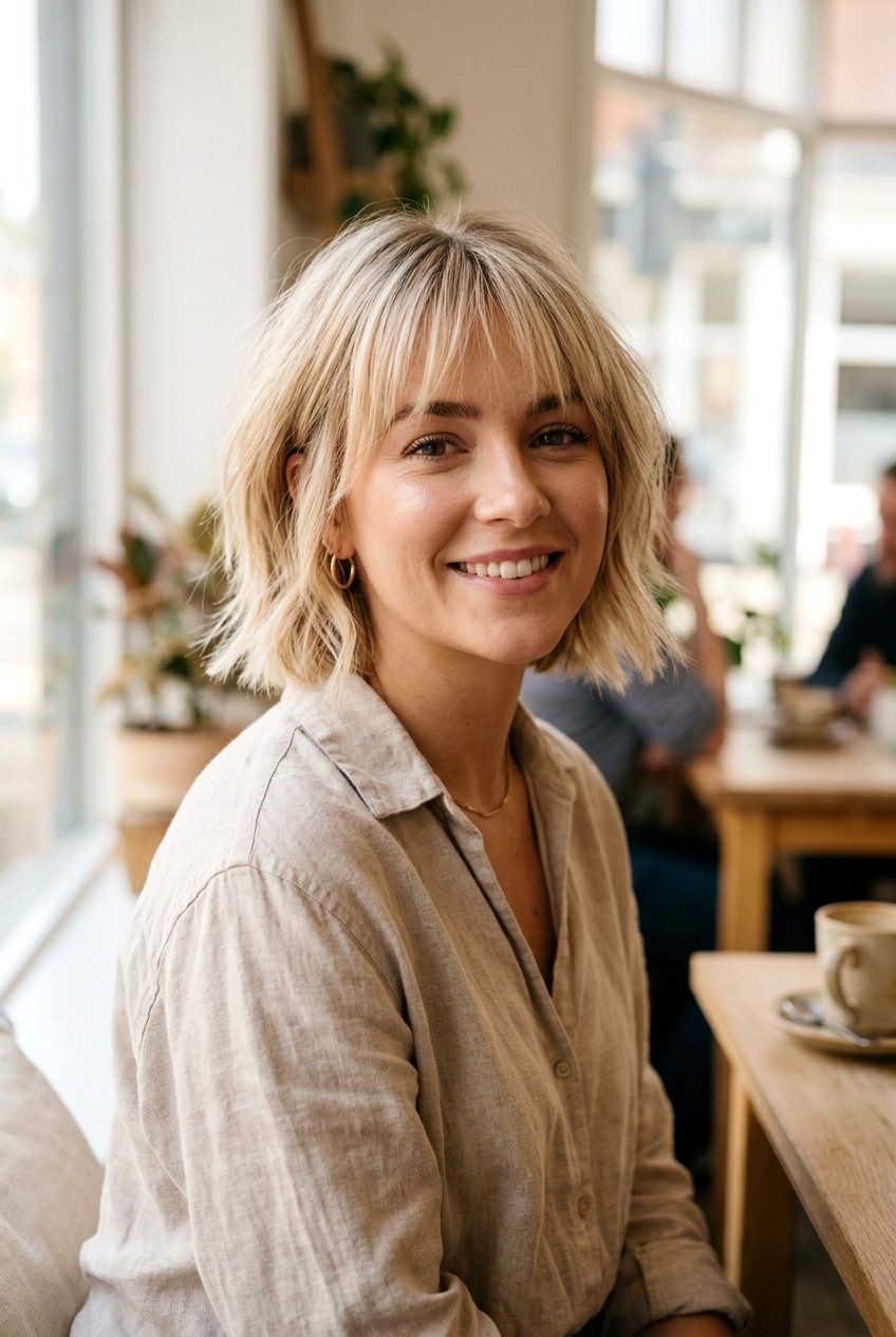 Layered Bob With Fringe - 20 feathered bangs for older women - 20 feathered bangs for older women