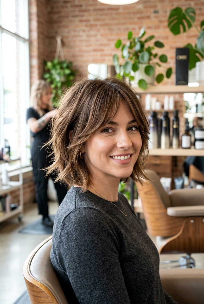 Layered Bob With Side Bangs - 20 short haircuts for round faces - 20 short haircuts for round faces