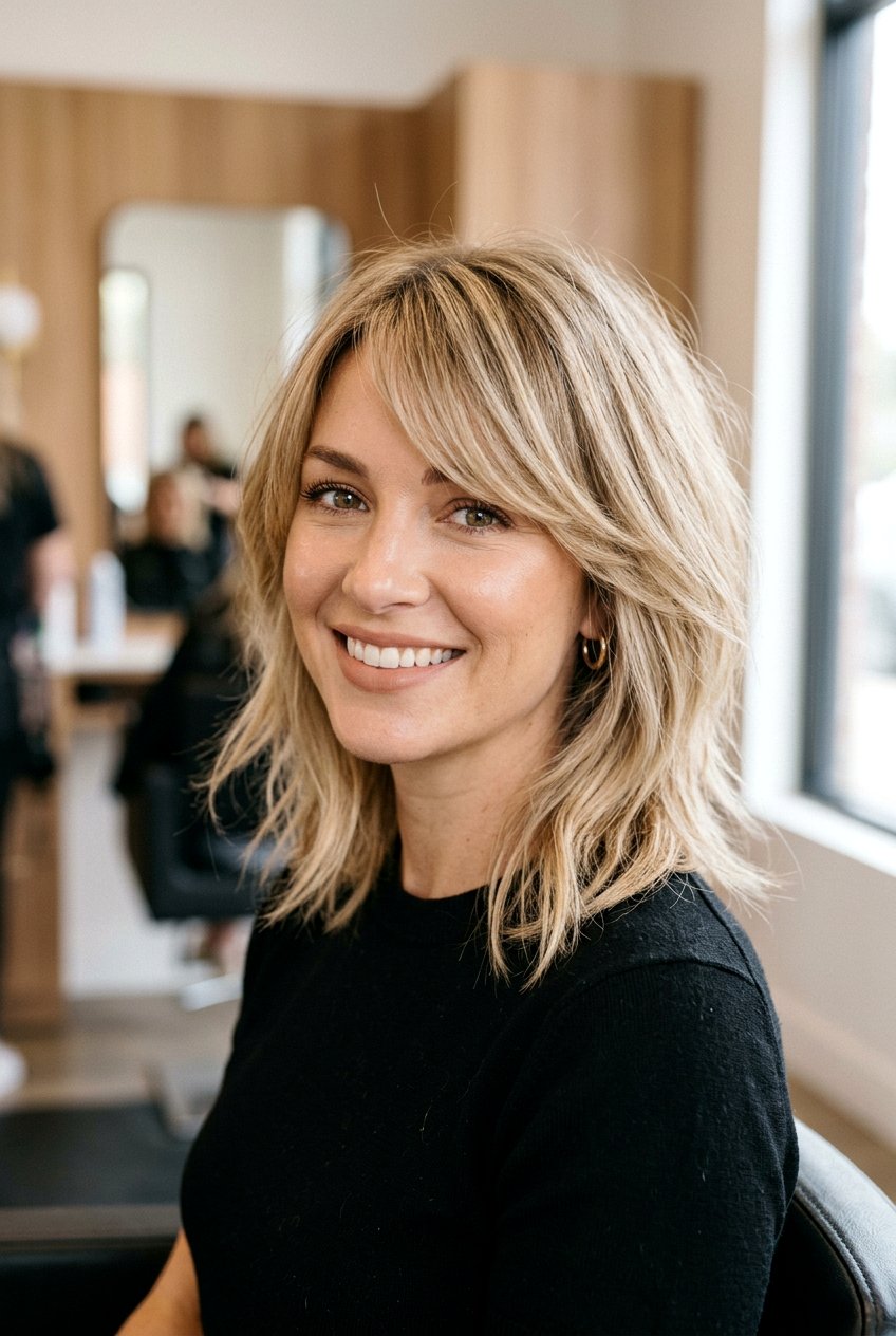 Layered Bob With Side Fringe - 20 haircuts for heart shaped face - 20 haircuts for heart shaped face