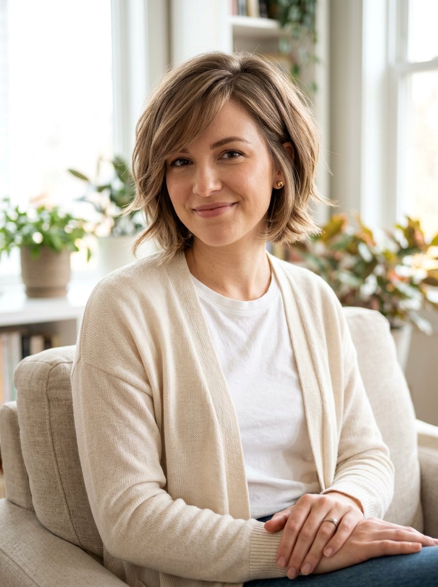 Layered Bob With Side Swept Bangs - 20 summer layered haircut ideas - 20 summer layered haircut ideas