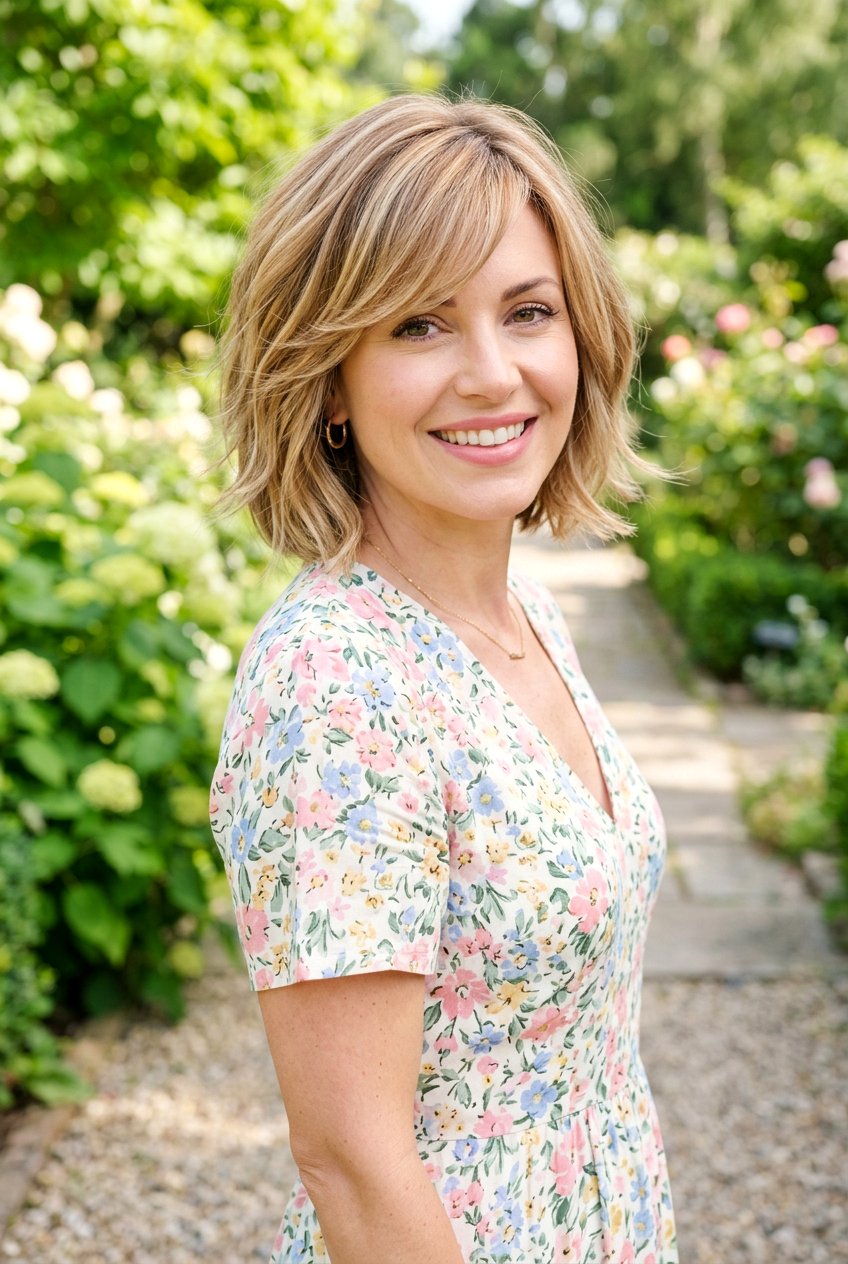 Layered Bob With Side Swept Bangs - 20 mother of the bride short hairstyles - 20 mother of the bride short hairstyles