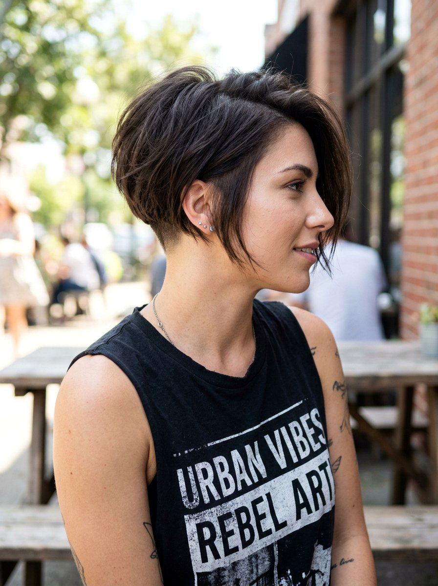 layered bob with undercut