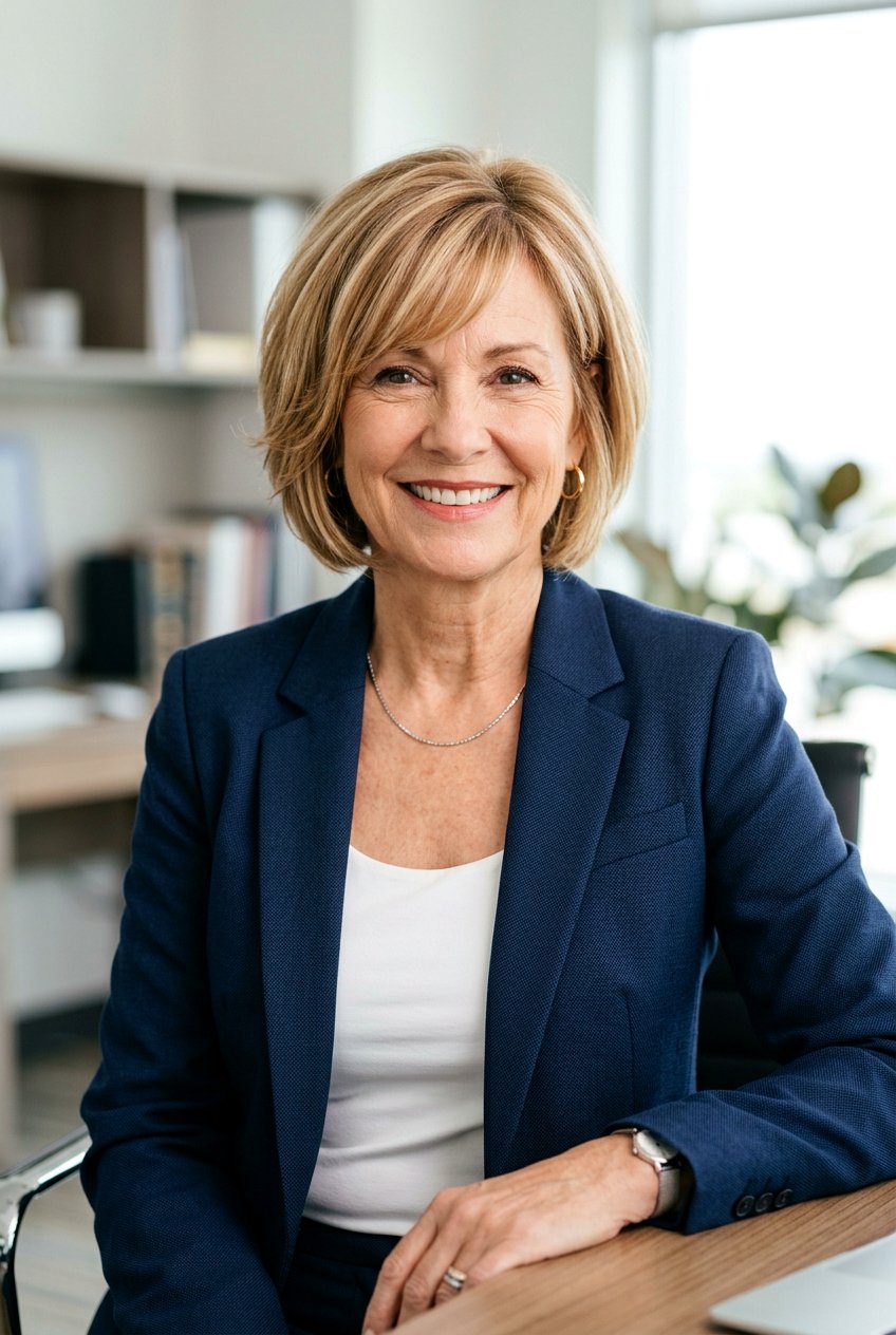 Layered Bob with Side Bangs - 20 youthful hairstyles for women over 60 - 20 youthful hairstyles for women over 60