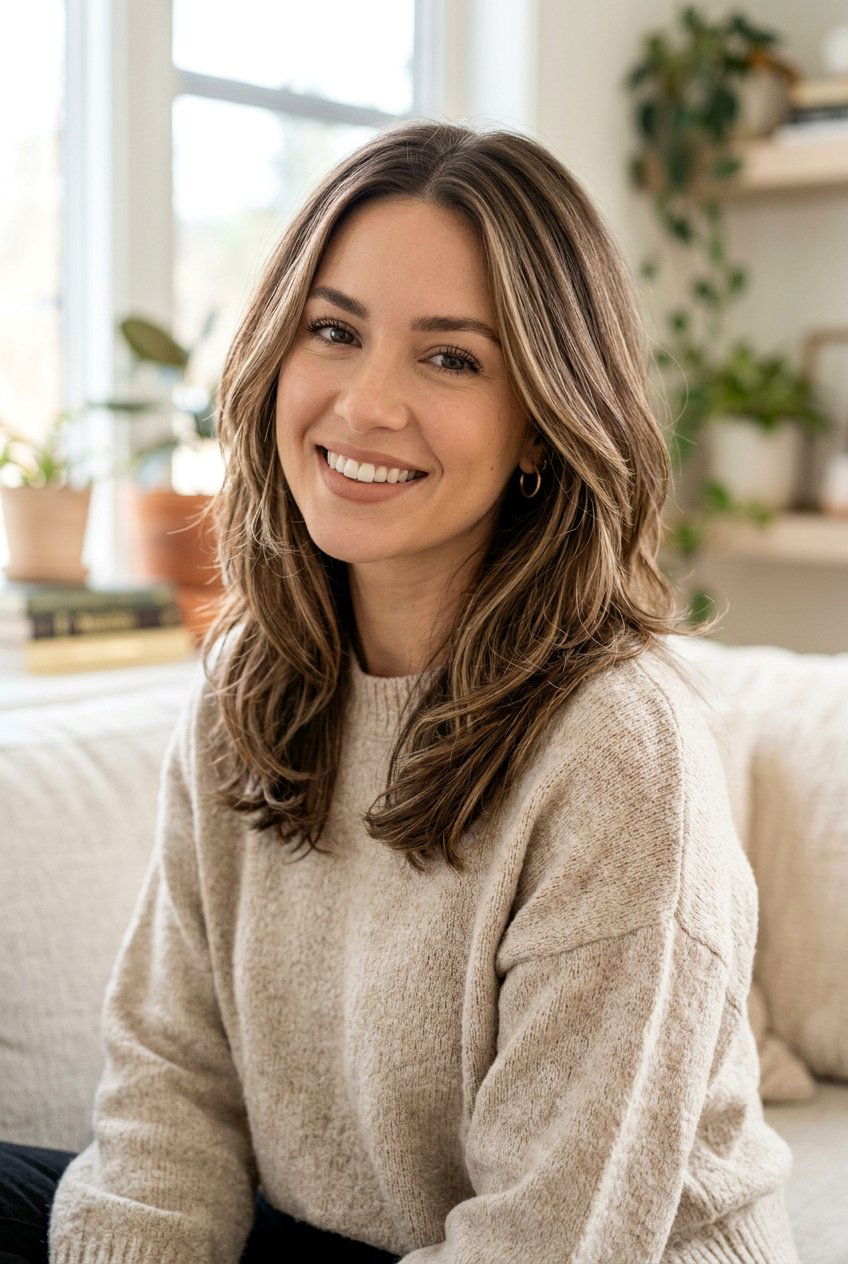 Layered Brunette Hair With Beige Highlights - 20 brunette hair with soft beige highlights - 20 brunette hair with soft beige highlights