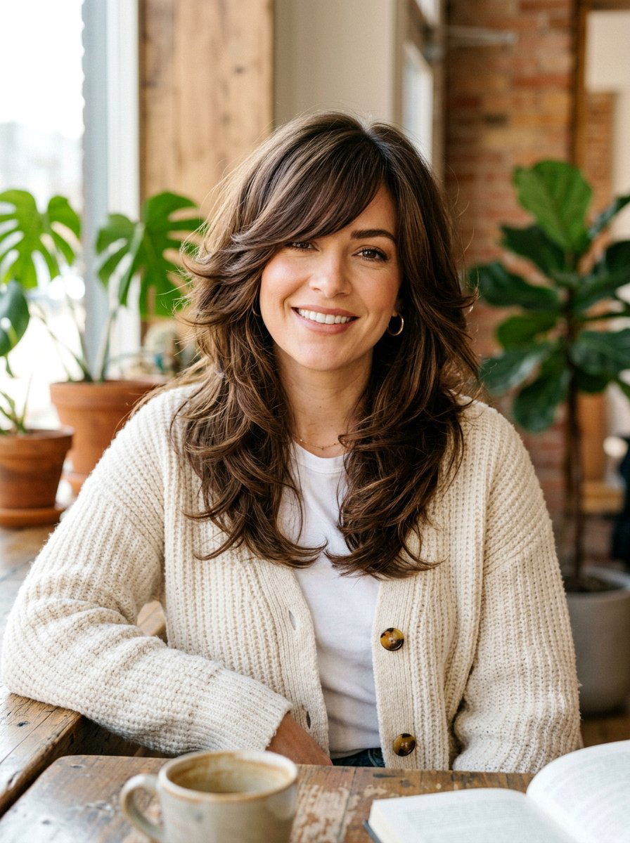 Layered Butterfly Haircut With Side Swept Bangs - 20 layered butterfly haircut for fine hair - 20 layered butterfly haircut for fine hair