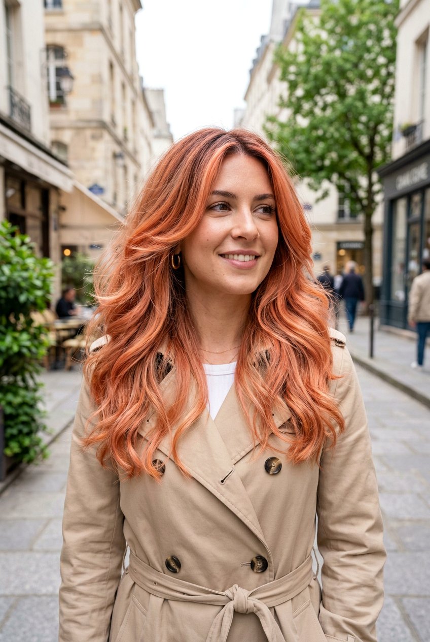 Layered Coral Peach Balayage - 20 coral peach balayage - 20 coral peach balayage