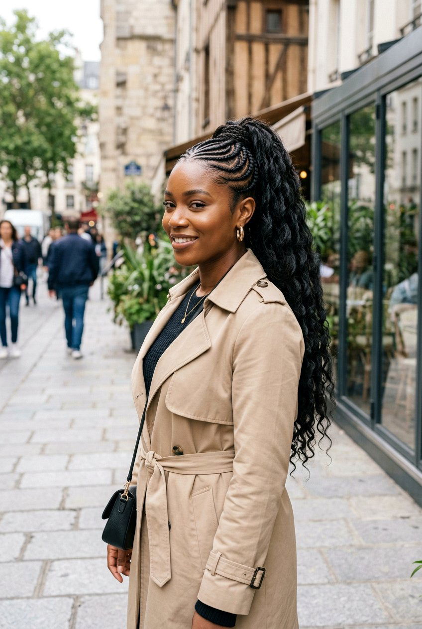 Layered Cornrow Ponytail With Weave - 20 cornrows into ponytail with weave - 20 cornrows into ponytail with weave