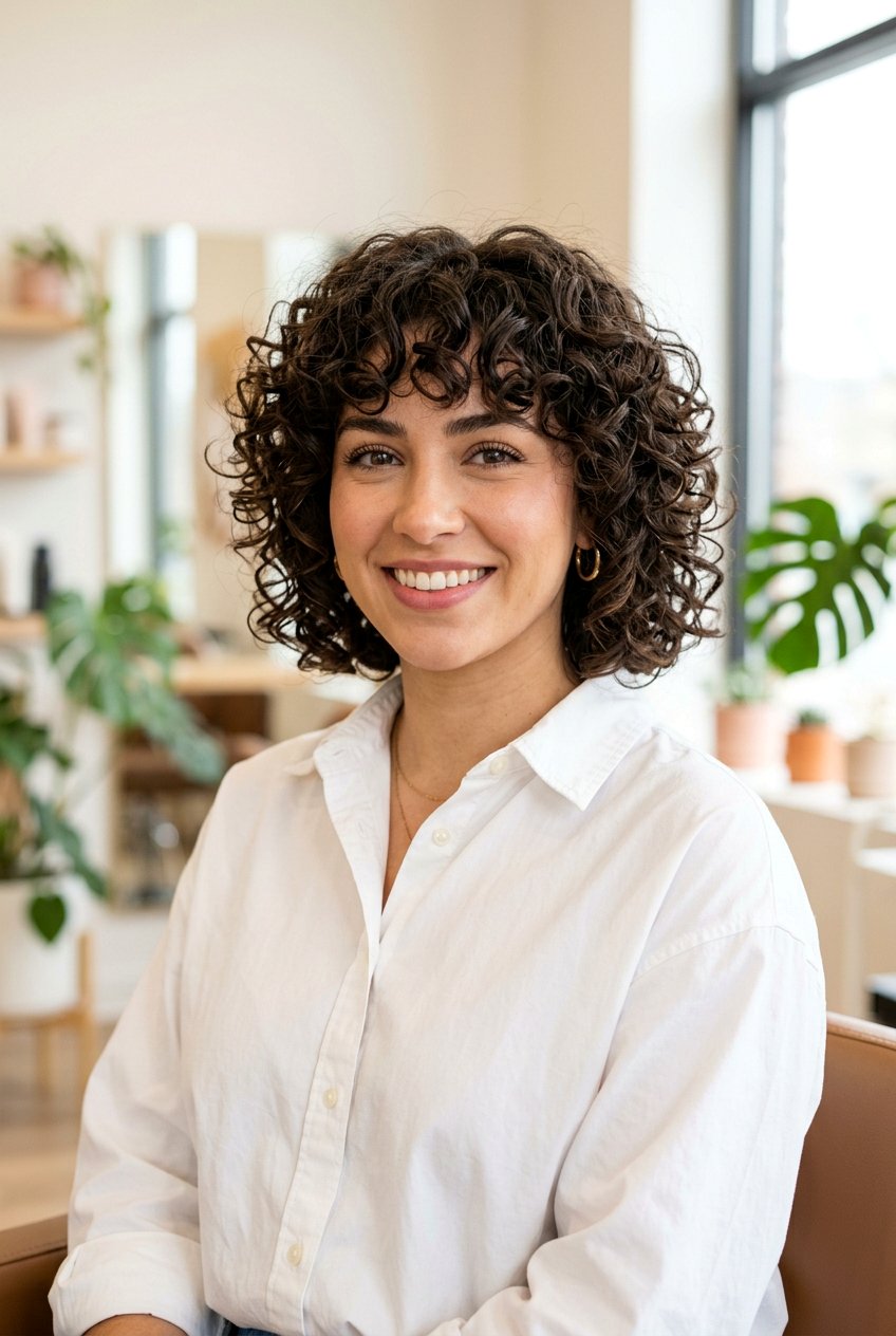 Layered Curly Bob With Bangs - 20 natural hair bangs styles - 20 natural hair bangs styles