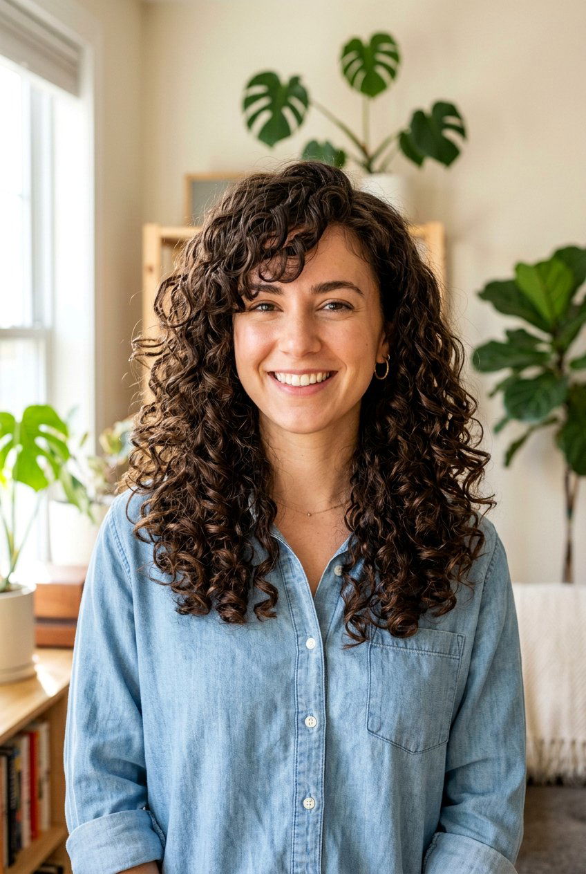 Layered Curly Haircut With Side Bangs - 20 curly haircut with side bangs - 20 curly haircut with side bangs