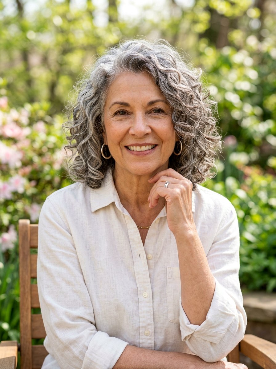 Layered Curly Lob - 20 curly lob haircut for older women - 20 curly lob haircut for older women