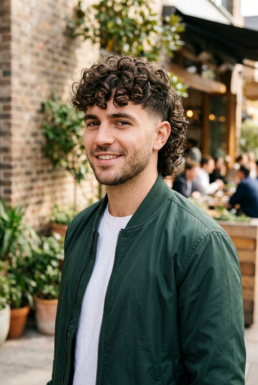 Layered Curly Mullet With Taper Fade - 20 curly mullet with taper fade - 20 curly mullet with taper fade